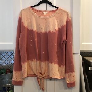 Hem & Thread Womens Tie Dye Sweatshirt Top Size M Pink Boho Coastal 90s Lounge